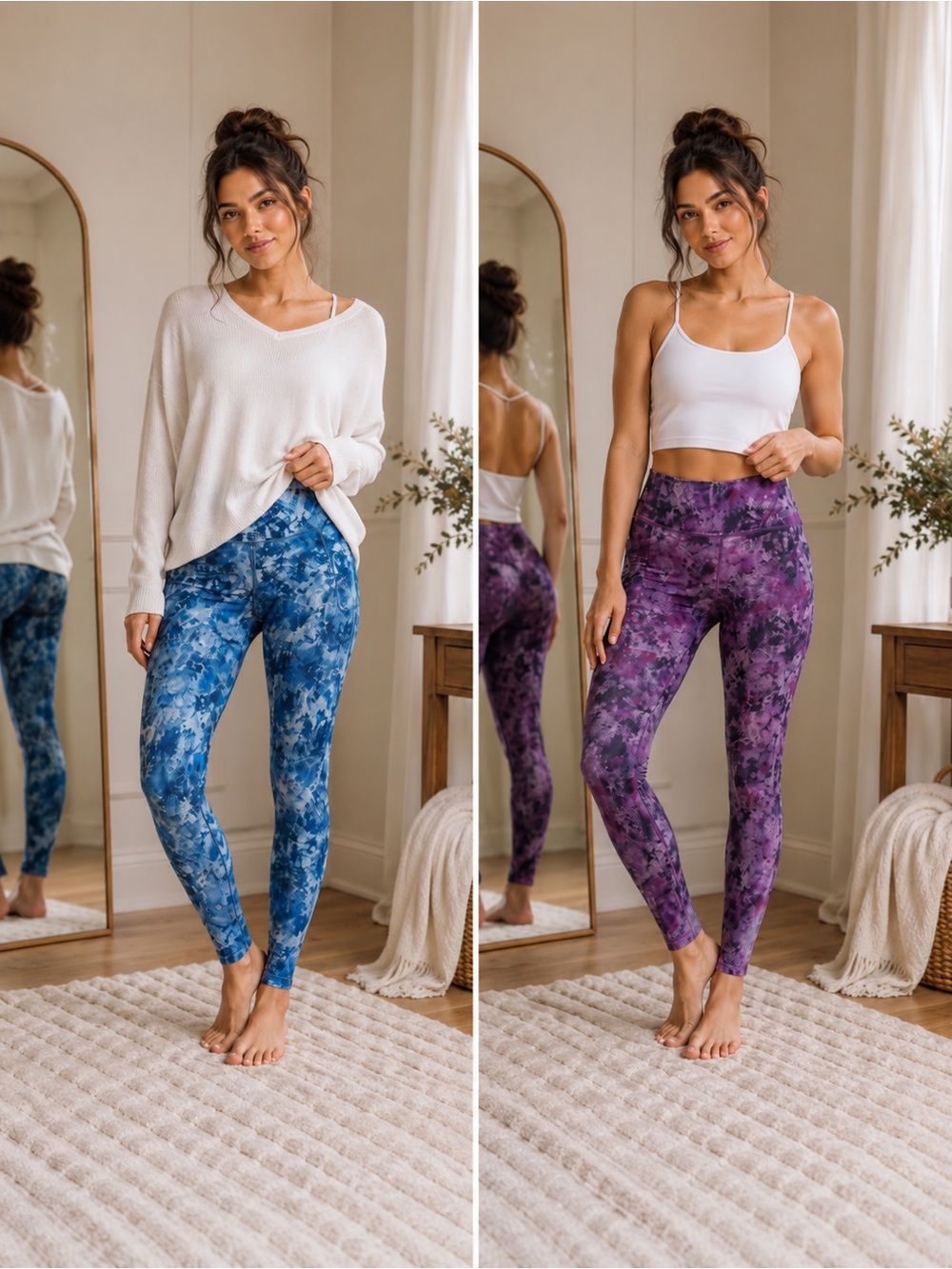 ATHLETA Elation high rise 7/8 leggings BUNDLE 2 pair purple teal size Small